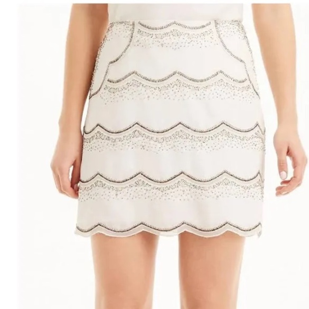 Club Monaco White Embroidered Mini Skirt